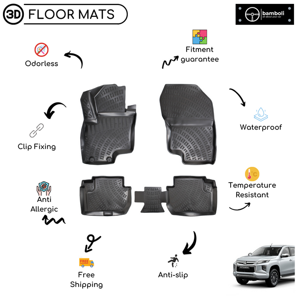 3D Molded Interior Car Floor Mat for Mitsubishi L200 Blizzard 2019-Up