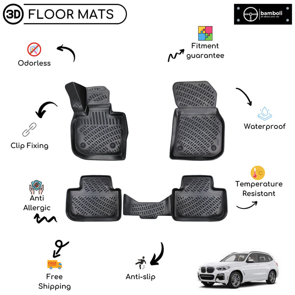 Custom Molded Rubber Floor Mat for Bmw X3 2017 - Up Black