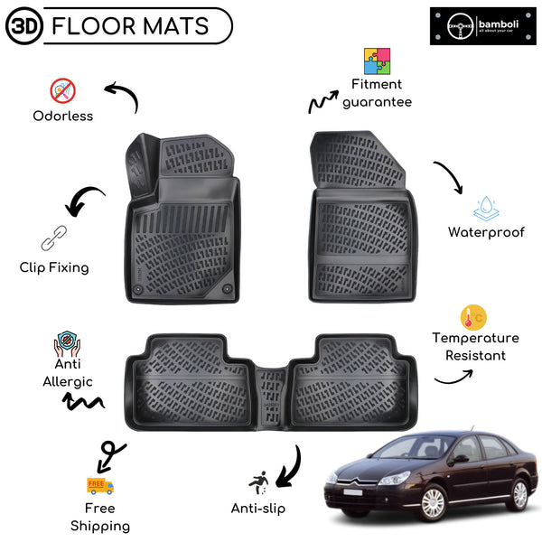 Custom Molded Rubber Floor Mat for Citroen C5 2001-2007 Black