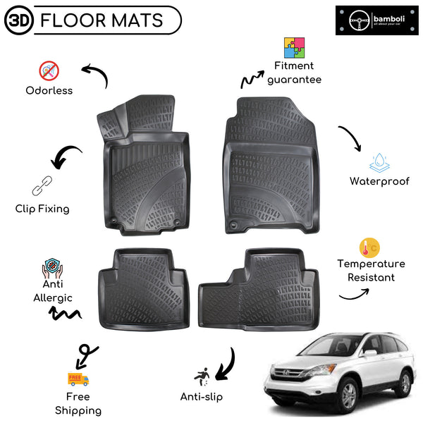 Custom Molded Rubber Floor Mat for Honda CR-V 2011-2017 Black