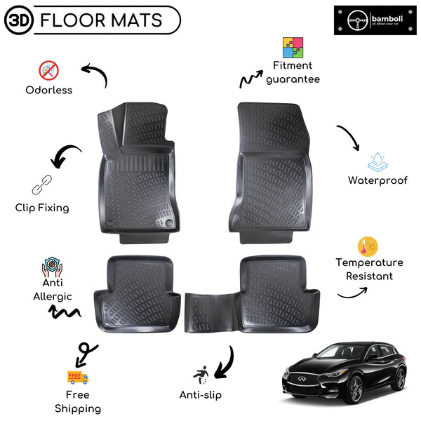 Custom Molded Rubber Floor Mat for Infiniti QX30 2017-2019 Black