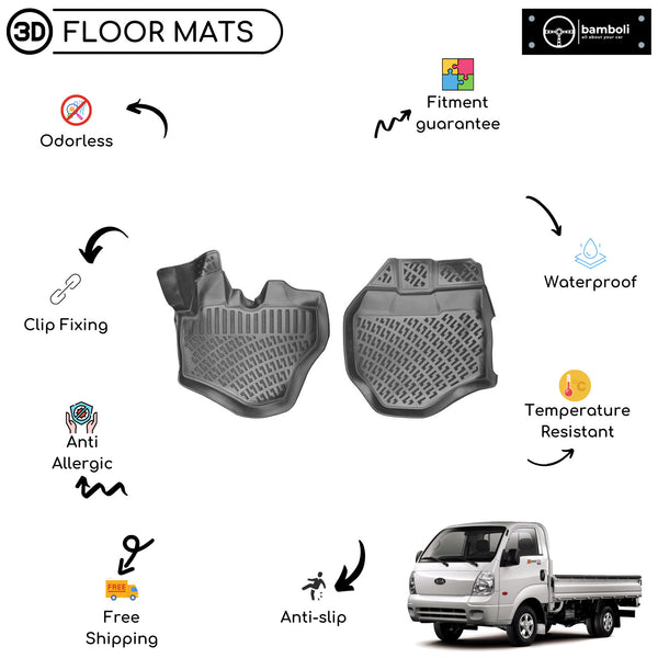 Custom Molded Rubber Floor Mat for Kia Bongo 2005 - Up Black