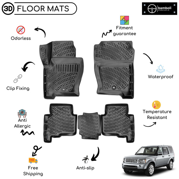 Custom Molded Rubber Floor Mat for Land Rover Discovery 2004-2009 Black