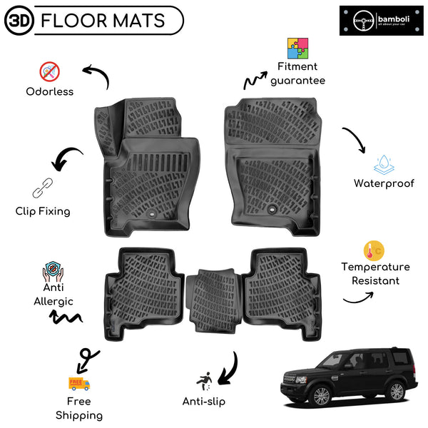 Custom Molded Rubber Floor Mat for Land Rover Discovery 2009-2016 Black