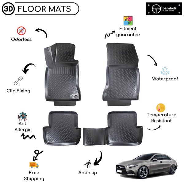 Custom Molded Rubber Floor Mat for Mercedes A-Class W177 Sedan 2019 - Up Black