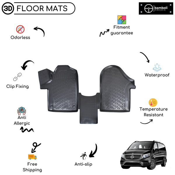 Custom Molded Rubber Floor Mat for Mercedes Vito 2003-2014 Black
