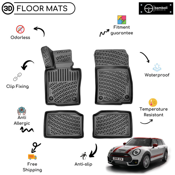 Custom Molded Rubber Floor Mat for Mini John Cooper Works 2011-2017 Black