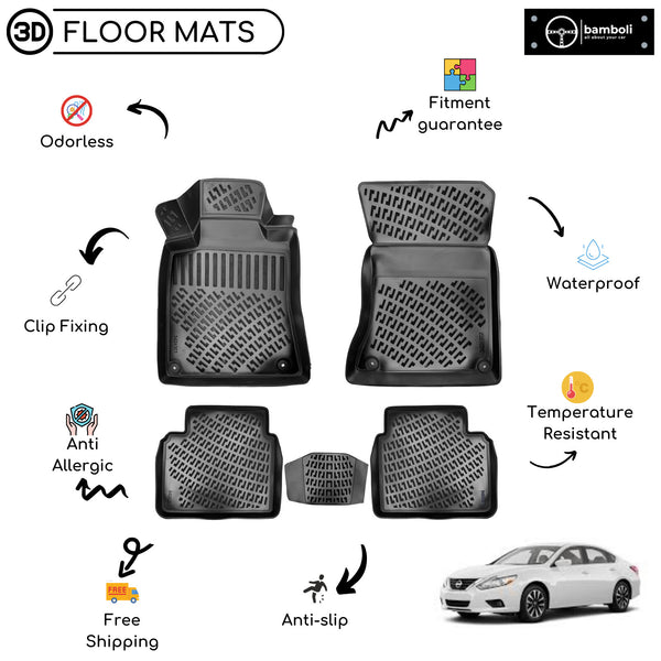 Custom Molded Rubber Floor Mat for Nissan Altima 2018 - Up Black