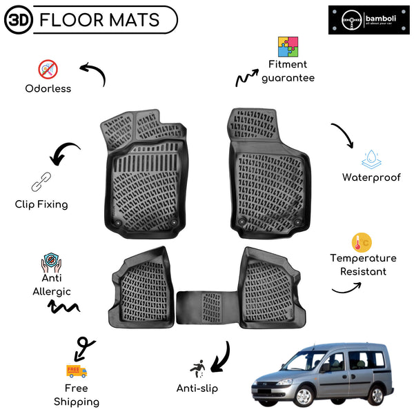 Custom Molded Rubber Floor Mat for Opel Combo VAN 1993-2001 Black