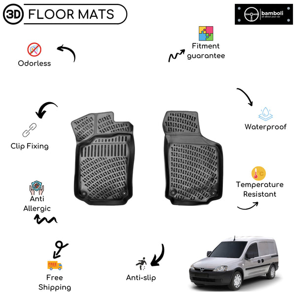 Custom Molded Rubber Floor Mat for Opel Combo VAN 2001-2011 Black