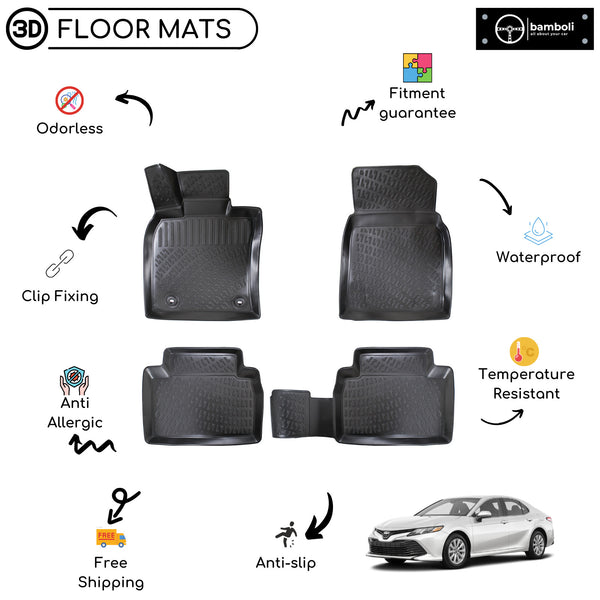 Custom Molded Rubber Floor Mat for Toyota Camry Hybrit 2017 - Up Black