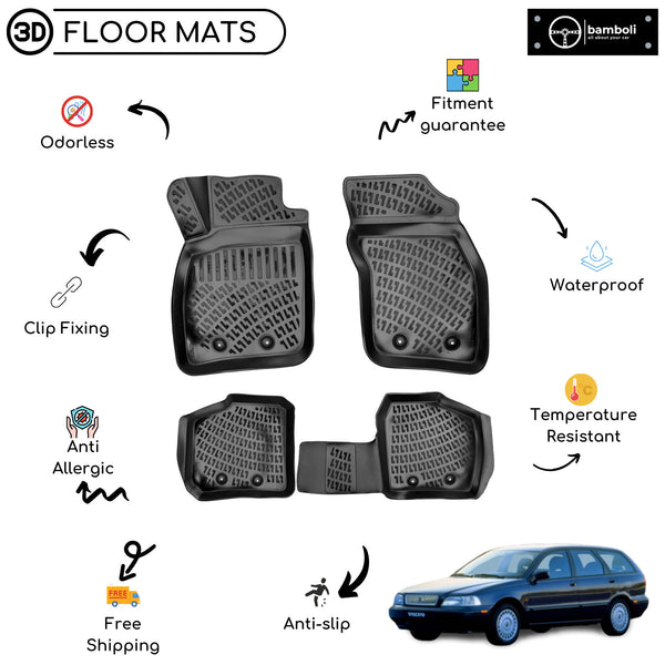 Custom Molded Rubber Floor Mat for Volvo V40 1996-2004 Black