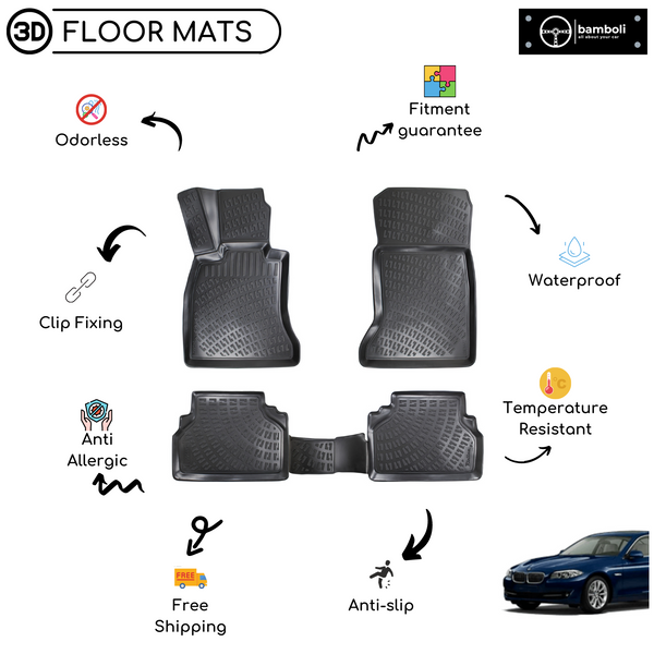 3D Molded Interior Car Floor Mat for BMW 5 Series F10 2009-2013