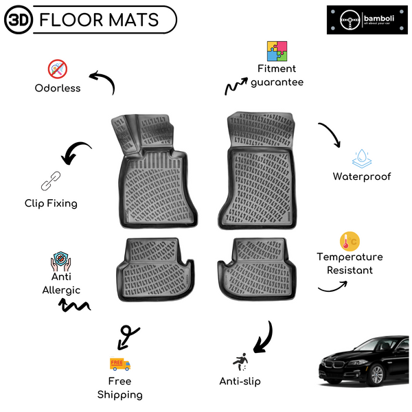 3D Molded Interior Car Floor Mat for BMW 5 Series F10 2013-Up