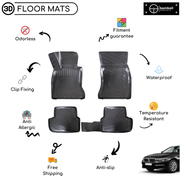 3D Molded Interior Car Floor Mat for BMW 5 Series G30 2018-Up
