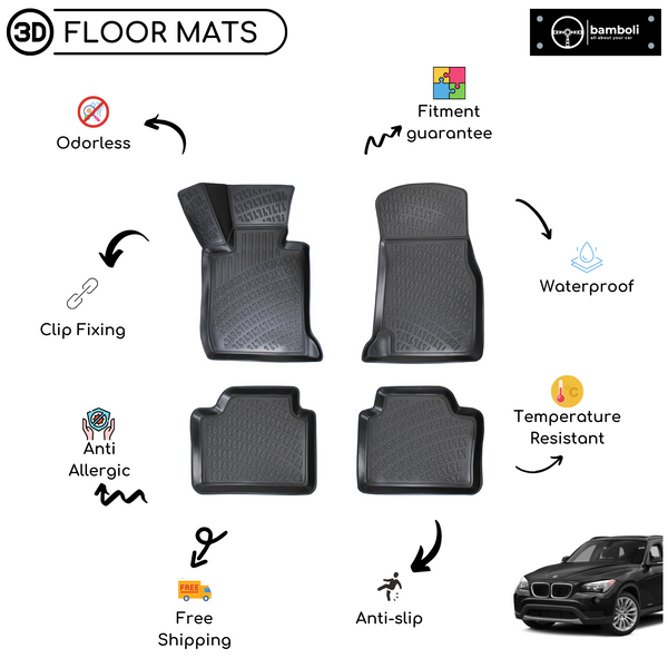 3D Molded Interior Car Floor Mat for BMW X1 2009-2015