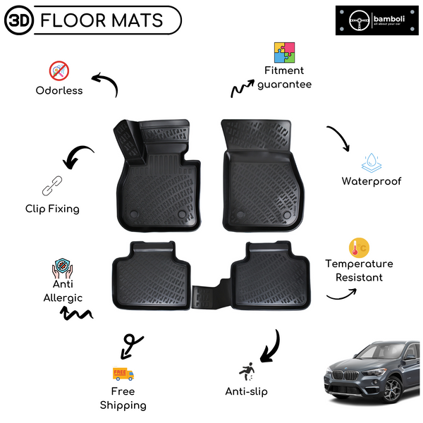 3D Molded Interior Car Floor Mat for BMW X1 2015-Up