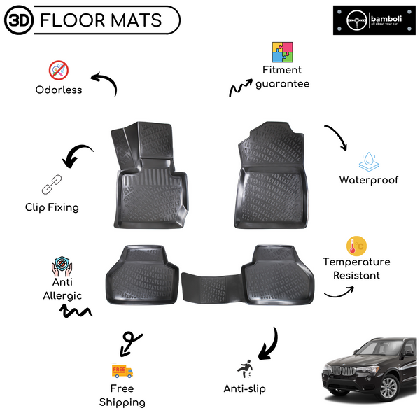 3D Molded Interior Car Floor Mat for BMW X3 F25 2011-2017