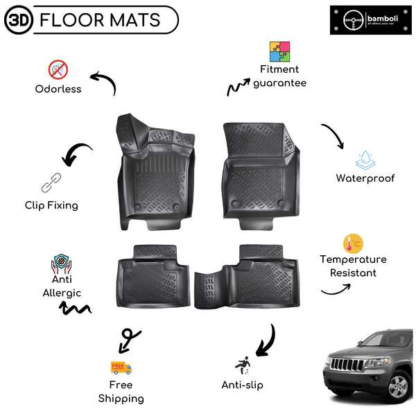 3D Molded Interior Car Floor Mat for Jeep Grand Cherokee 2011-Up