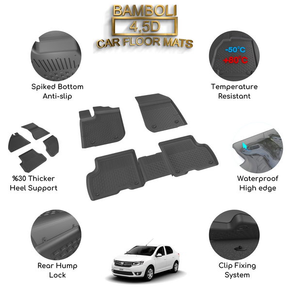 Premium 4,5D Car Floor Mat for Dacia Logan 2004 - 2012