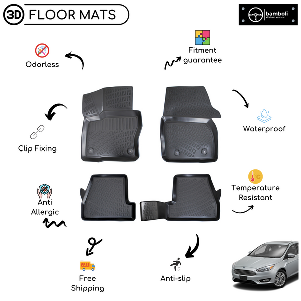 3D Molded Interior Car Floor Mat for Ford Focus 4 2015-2018