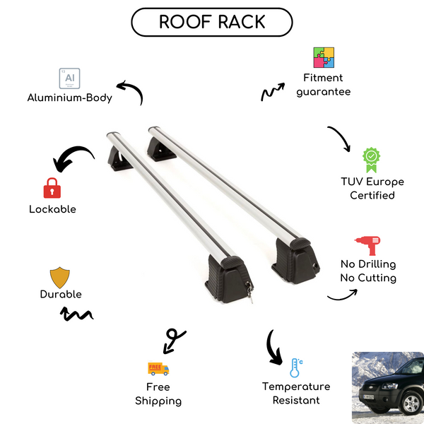 Smooth Roof Rack Cross Bars Set for Ford Maverick III 2004 - 2007