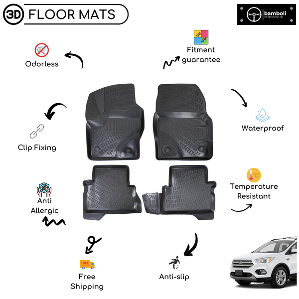 3D Molded Interior Car Floor Mat for Ford Kuga/Escape 2008-2019
