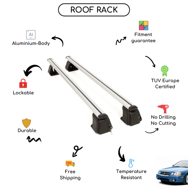 Smooth Roof Rack Cross Bars Set for Kia Optima I Sedan 2000 - 2005