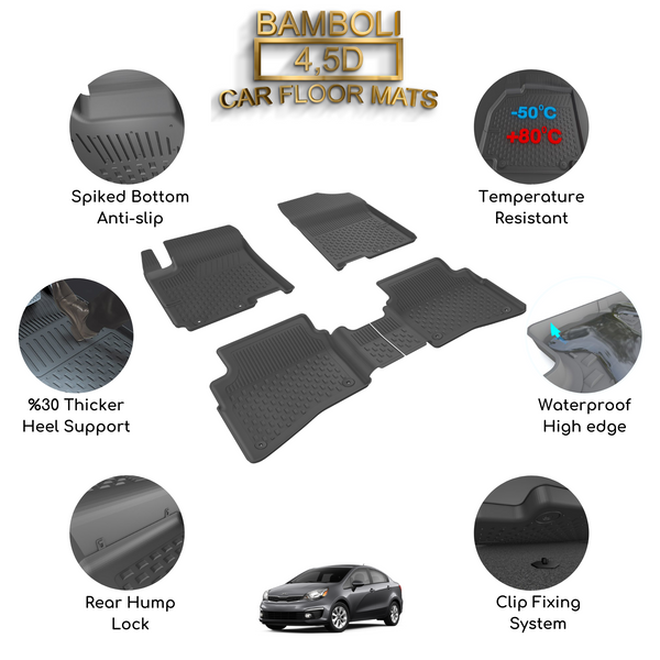 Premium 4,5D Car Floor Mat for Kia Rio 2017+
