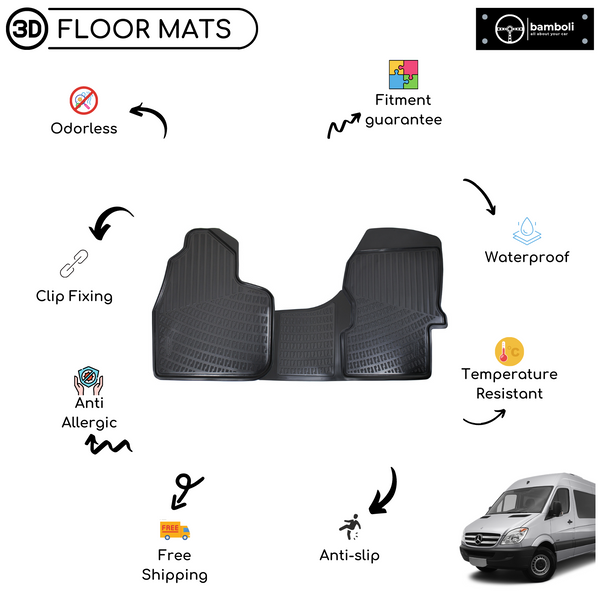 3D Molded Interior Car Floor Mat for Mercedes Sprinter W906 2007-2013
