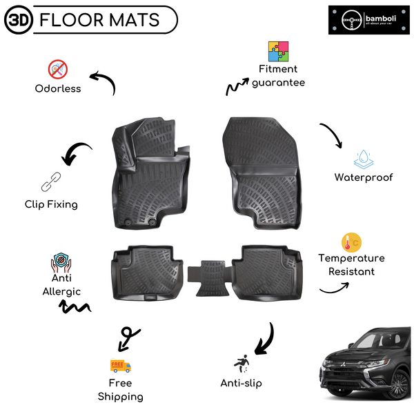 3D Molded Interior Car Floor Mat for Mitsubishi Outlander 2018-Up