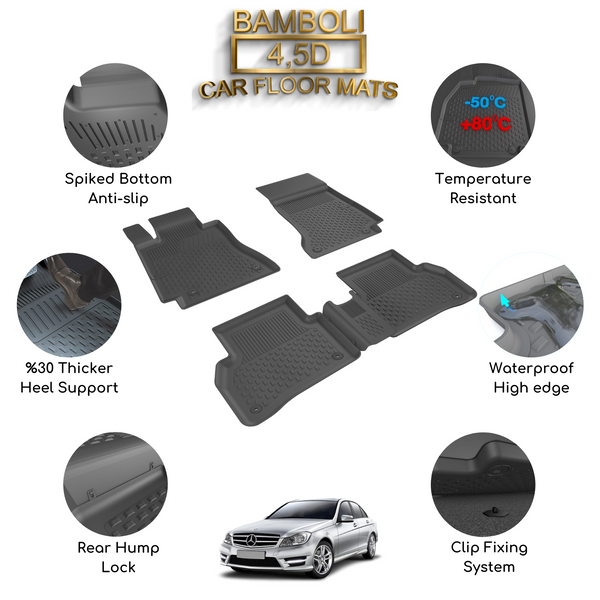 Premium 4,5D Car Floor Mat for Mercedes C W204 2014+