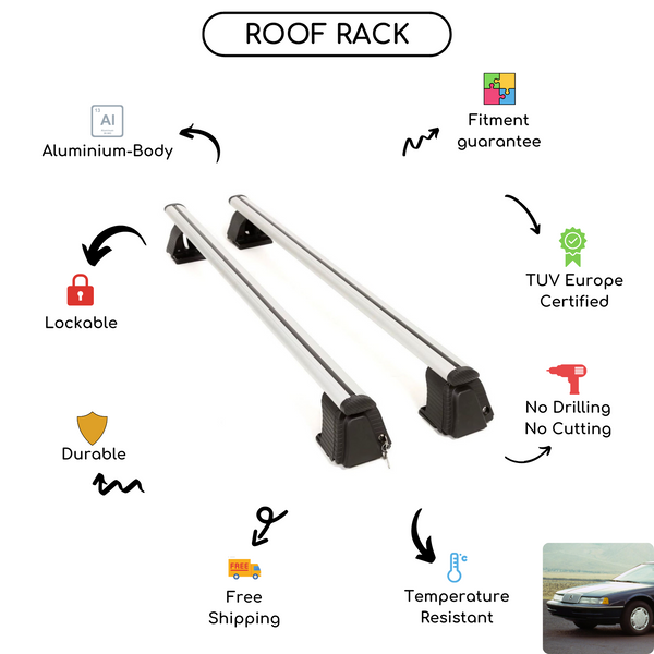 Smooth Roof Rack Cross Bars Set for Mercury Cougar 1989 - 1997