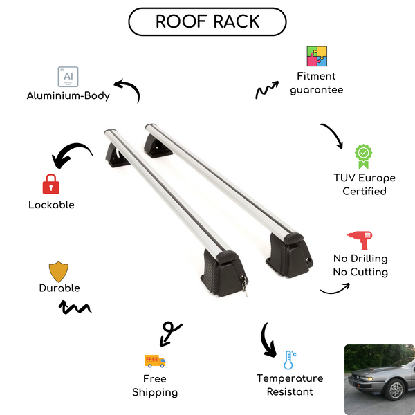Smooth Roof Rack Cross Bars Set for Nissan 200SX 3-Door Hatchback 1984 - 1988