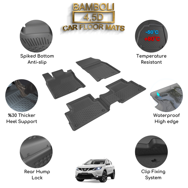 Premium 4,5D Car Floor Mat for Nissan Qashqai 2014+