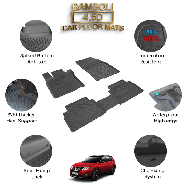 Premium 4,5D Car Floor Mat for Nissan X-Trail 2014 - 2020