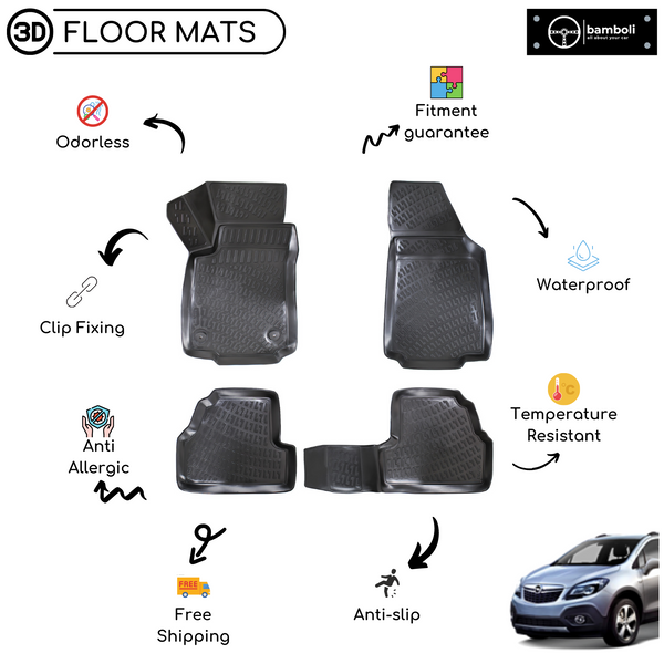 3D Molded Interior Car Floor Mat for Opel Mokka 2012-Up