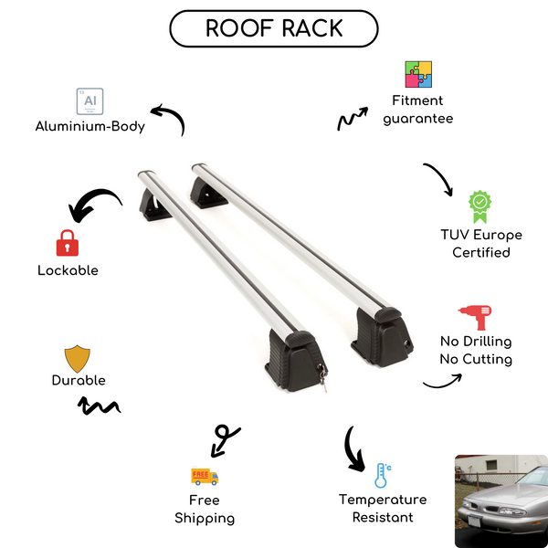 Smooth Roof Rack Cross Bars Set for Oldsmobile LSS 1996 - 1998