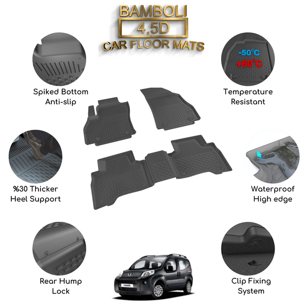 Premium 4,5D Car Floor Mat for Peugeot Bipper 2007+
