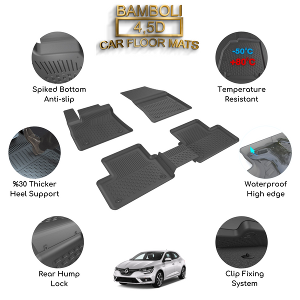 Premium 4,5D Car Floor Mat for Renault Megane 4 2016+
