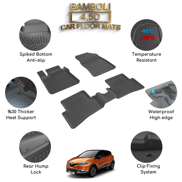 Premium 4,5D Car Floor Mat for Renault Captur 2013+