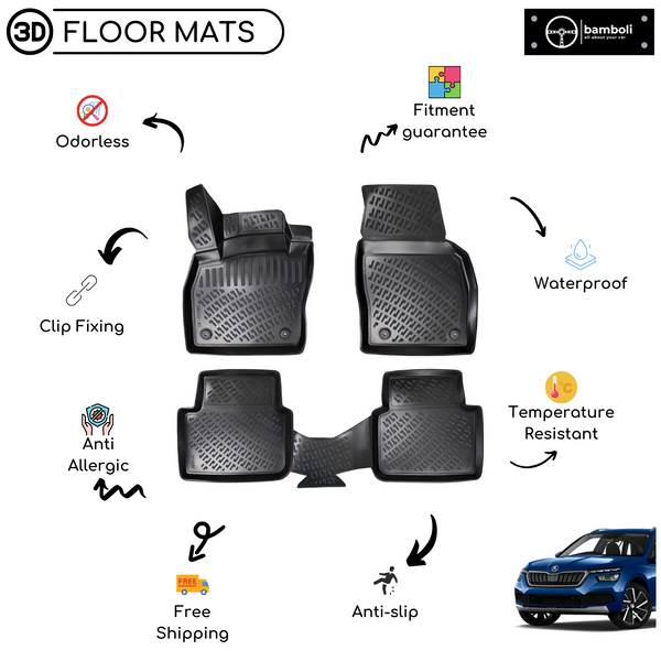 3D Molded Interior Car Floor Mat for Skoda Kamiq
