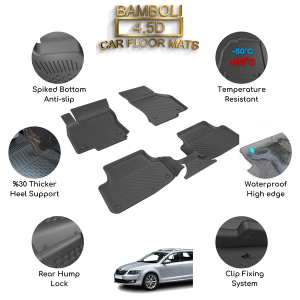 Premium 4,5D Car Floor Mat for Skoda Octavia 2013+