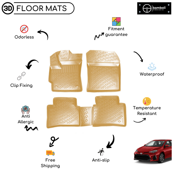 3D Molded Interior Car Floor Mat for Toyota Corolla 2019-Up