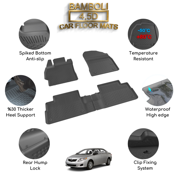 Premium 4,5D Car Floor Mat for Toyota Corolla 2007 - 2012