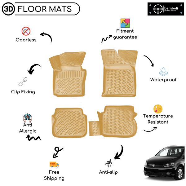 3D Molded Interior Car Floor Mat for Volkswagen Touran 2003-2014