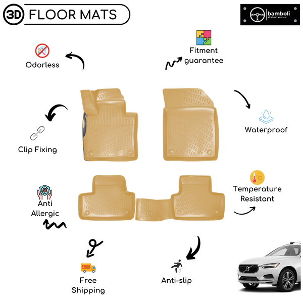 3D Molded Interior Car Floor Mat for Volvo XC60 2017-2020