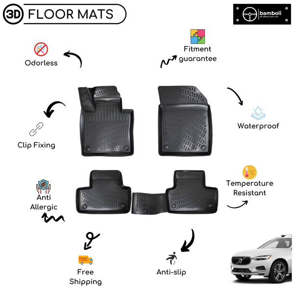 3D Molded Interior Car Floor Mat for Volvo XC60 2017-2020