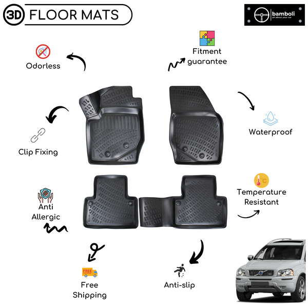 3D Molded Interior Car Floor Mat for Volvo XC90 2002-2015