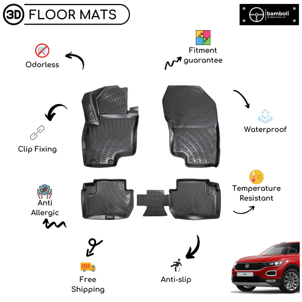 3D Molded Interior Car Floor Mat for Volkswagen T-Roc 2018 - Up